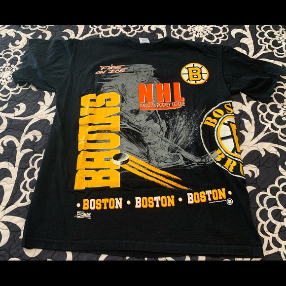 Vintage Boston Bruins All over Print TShirt Size L - Picture 1 of 3